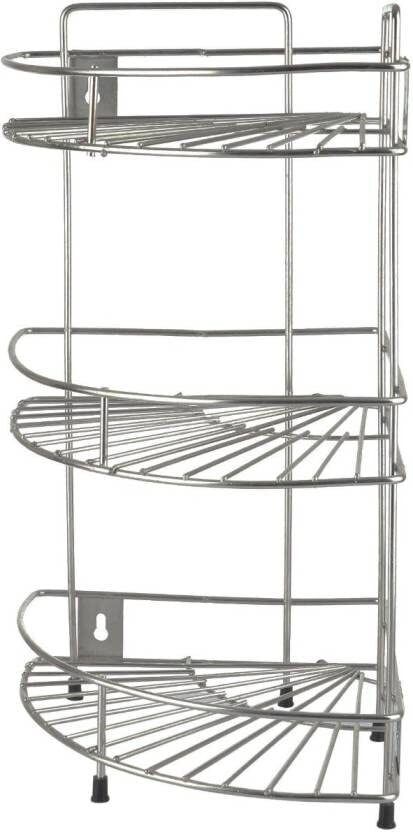 narayani enterprises 3-Shelf Modern Stainless Steel Storage triangle Rack Stainless Steel Kitchen Trolley-picture-28