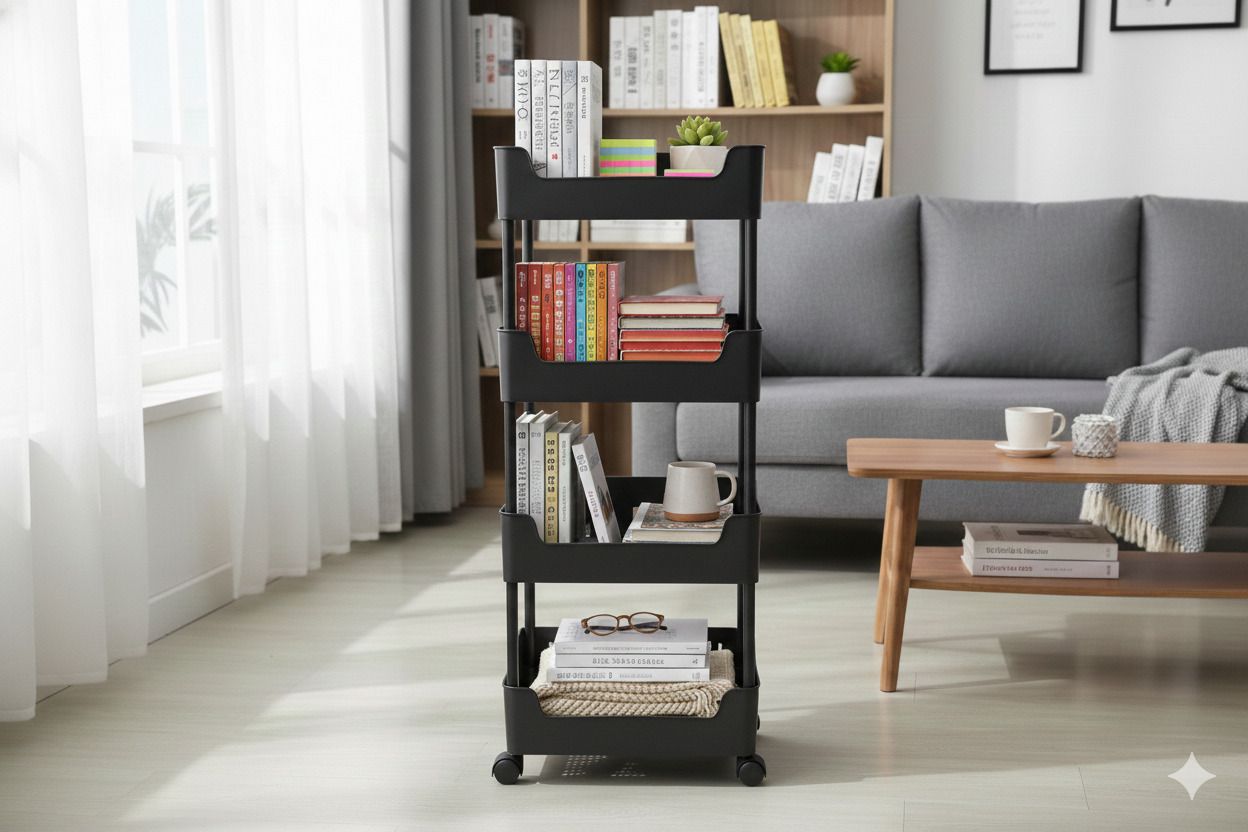 prikap enterprise 4-TIER KITCHEN STORAGE TROLLEY/BATHROOM RACK/BOOK SHELF Plastic Kitchen Trolley-picture-20