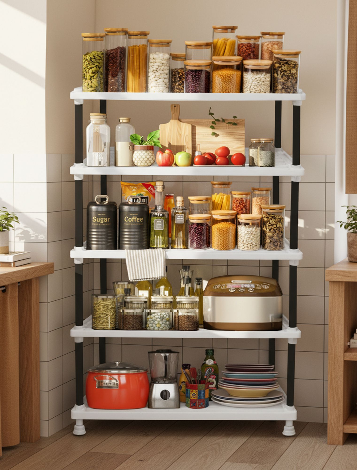 konline 6 Layer Multipurpose Kitchen Rack Trolley Storage Organizer Plastic Kitchen Trolley-picture-18