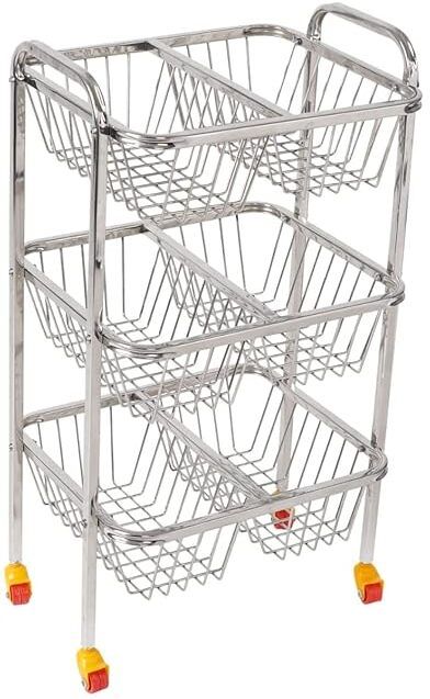 homify 3 Layer Stainless Steel Kitchen Trolley Rack | Fruit & Veg Stand Stainless Steel Kitchen Trolley-picture-21