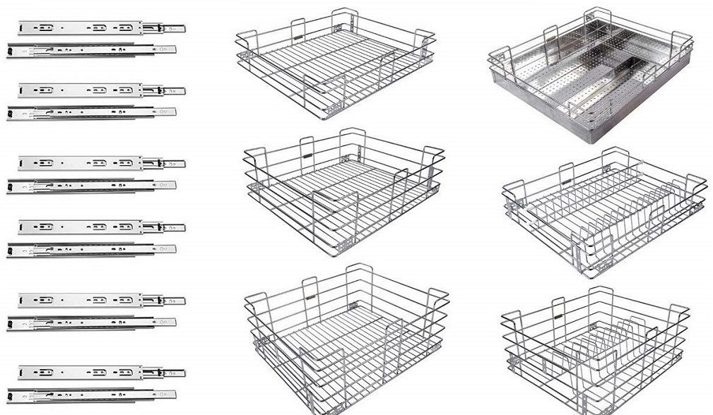 sanjari Stainless Steel Wire Modular Kitchen Basket(15X20 6 PC + Channel 20" 6 SET) Stainless Steel Kitchen Trolley-picture-25
