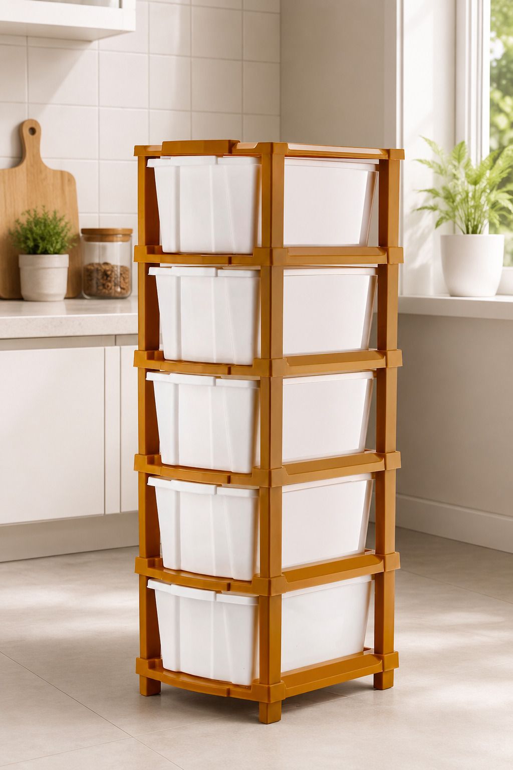 ak10zone 5 Layer Multipurpose Storage Drawer Rack | Modular Plastic Organizer | Plastic Kitchen Trolley-picture-12