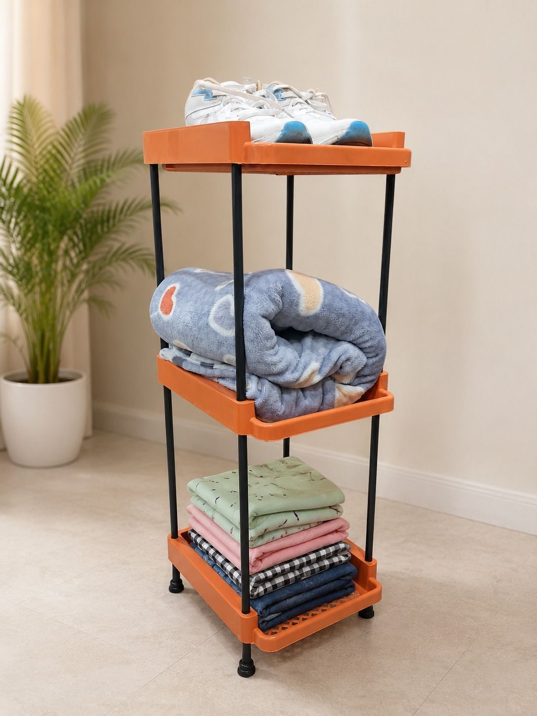 3 Tier Multipurpose Storage Rack Organizer Shelf for Kitchen, Bedroom, Home Plastic Kitchen Trolley-image-34
