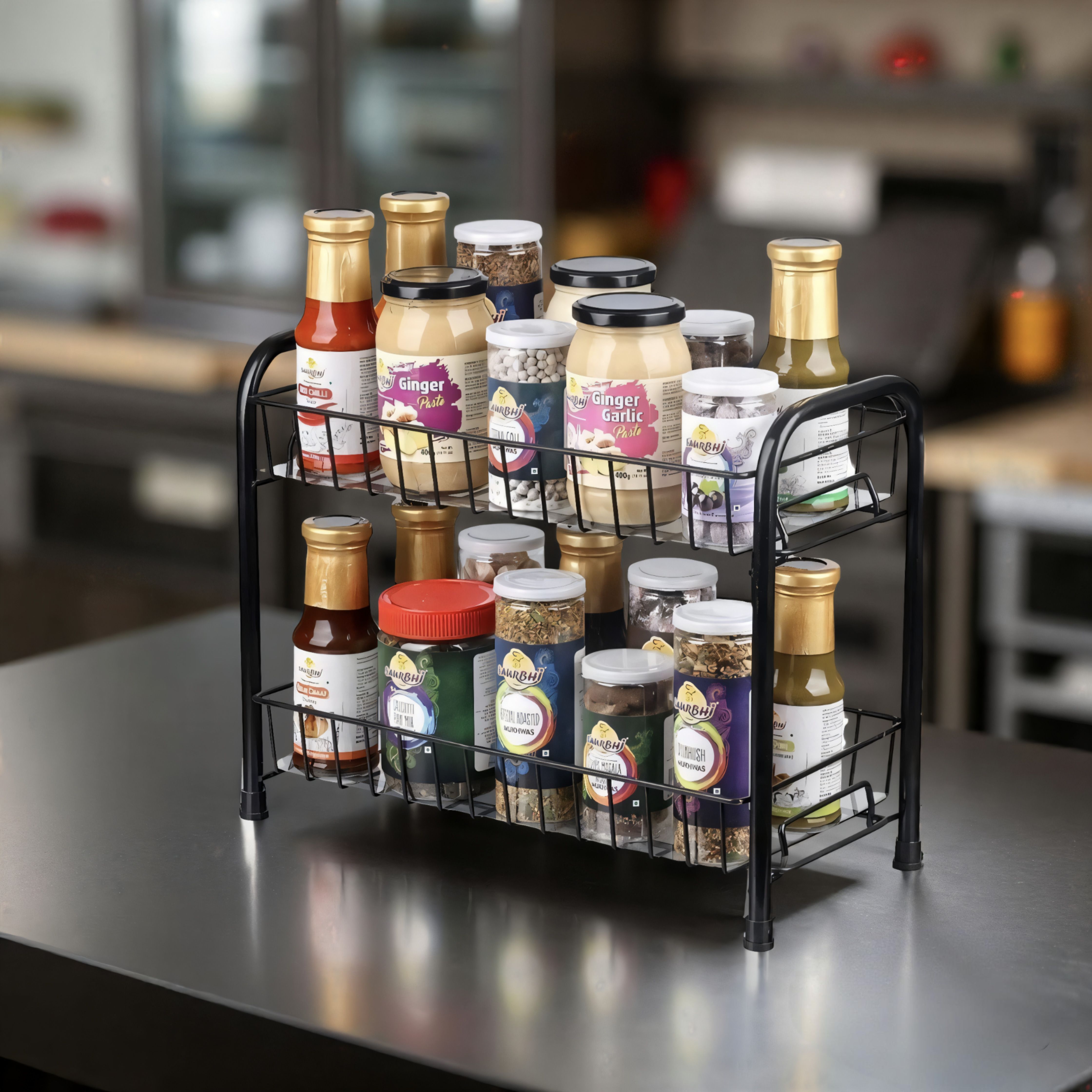 foldable rack 2shelf Iron Kitchen Trolley