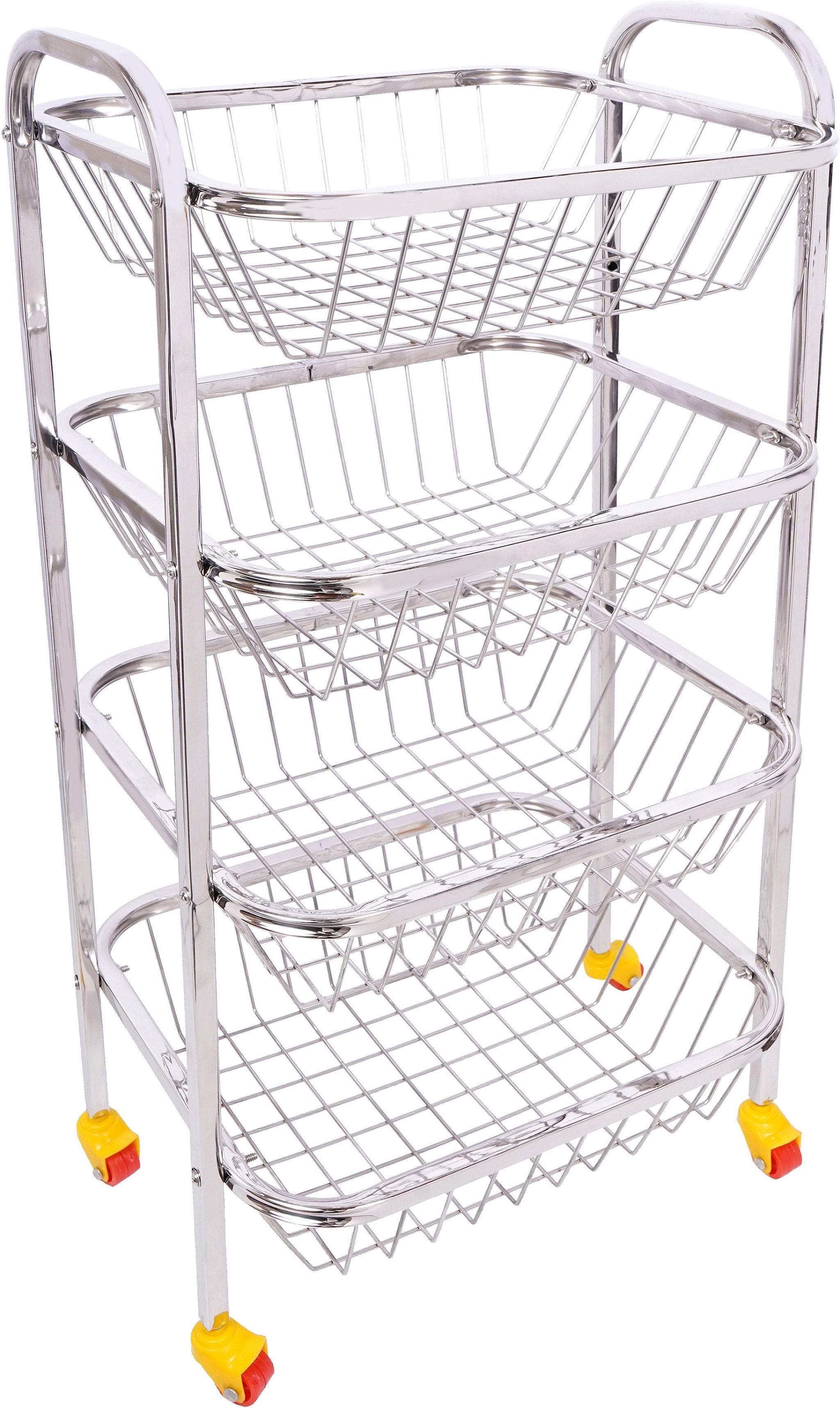 dhsvs Stainless Steel Square Fruit & Vegetable Basket Trolley 360 Rotational Wheels Stainless Steel Kitchen Trolley-picture-21