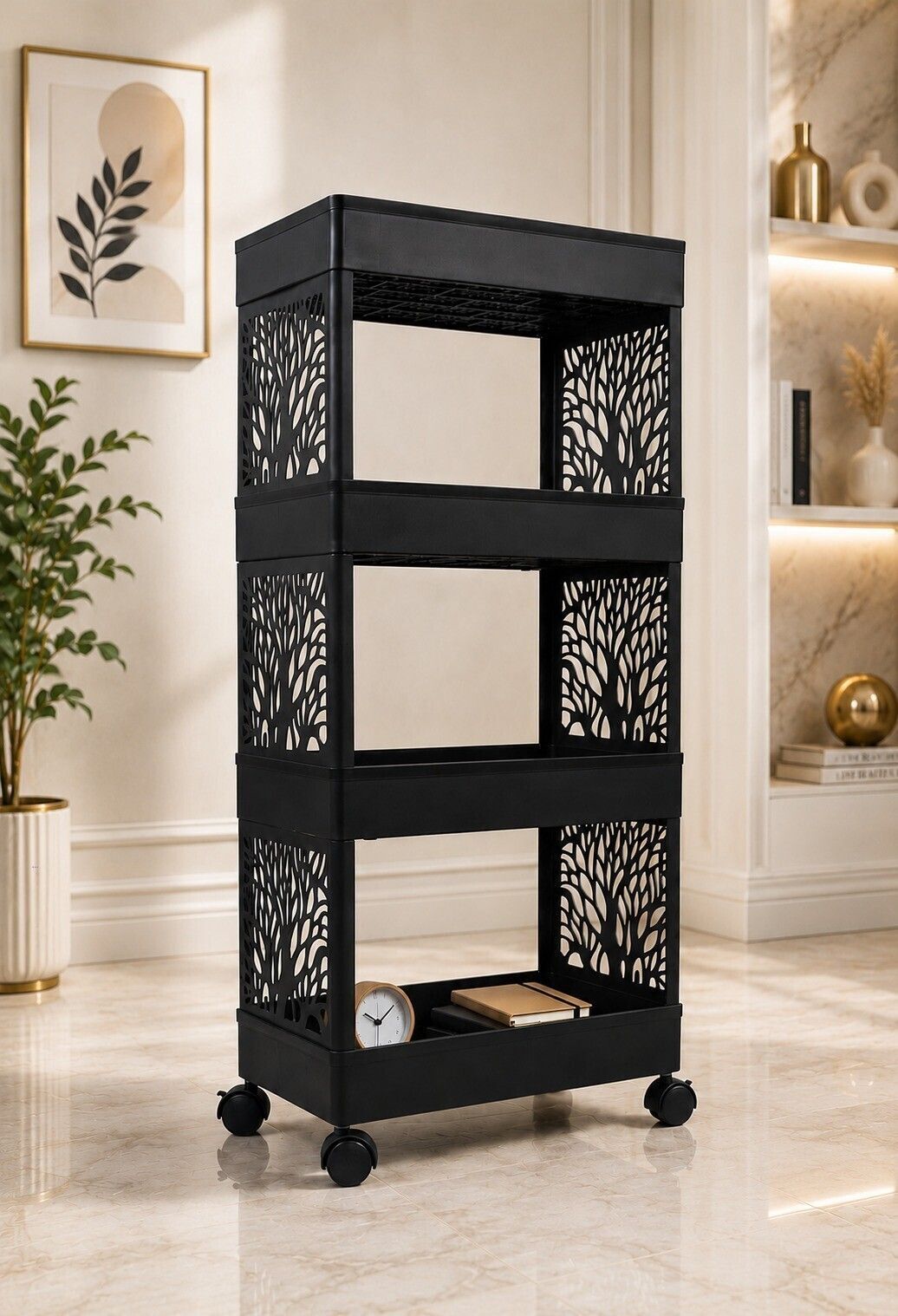 grotheory Compact Rolling Storage Cart for Small Homes Plastic Kitchen Trolley-picture-27