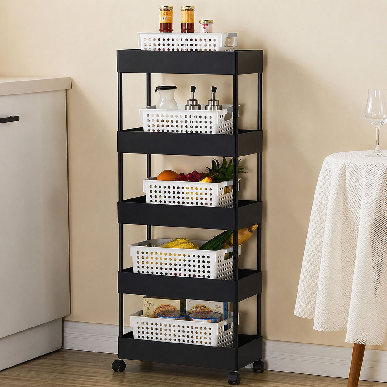 mgkenterprise 5 Compartments Household kitchen accessories Plastic Kitchen Trolley-picture-24