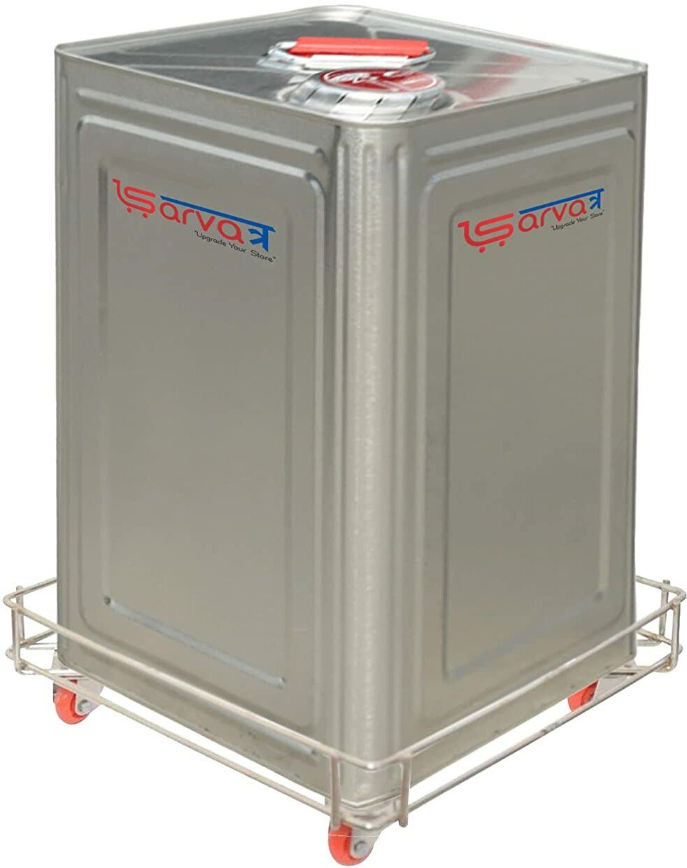 sarvatr Oil Container Trolley Oil Can Moving Stand Dabba Trolley Tin Box Trolley Stainless Steel Kitchen Trolley-picture-15