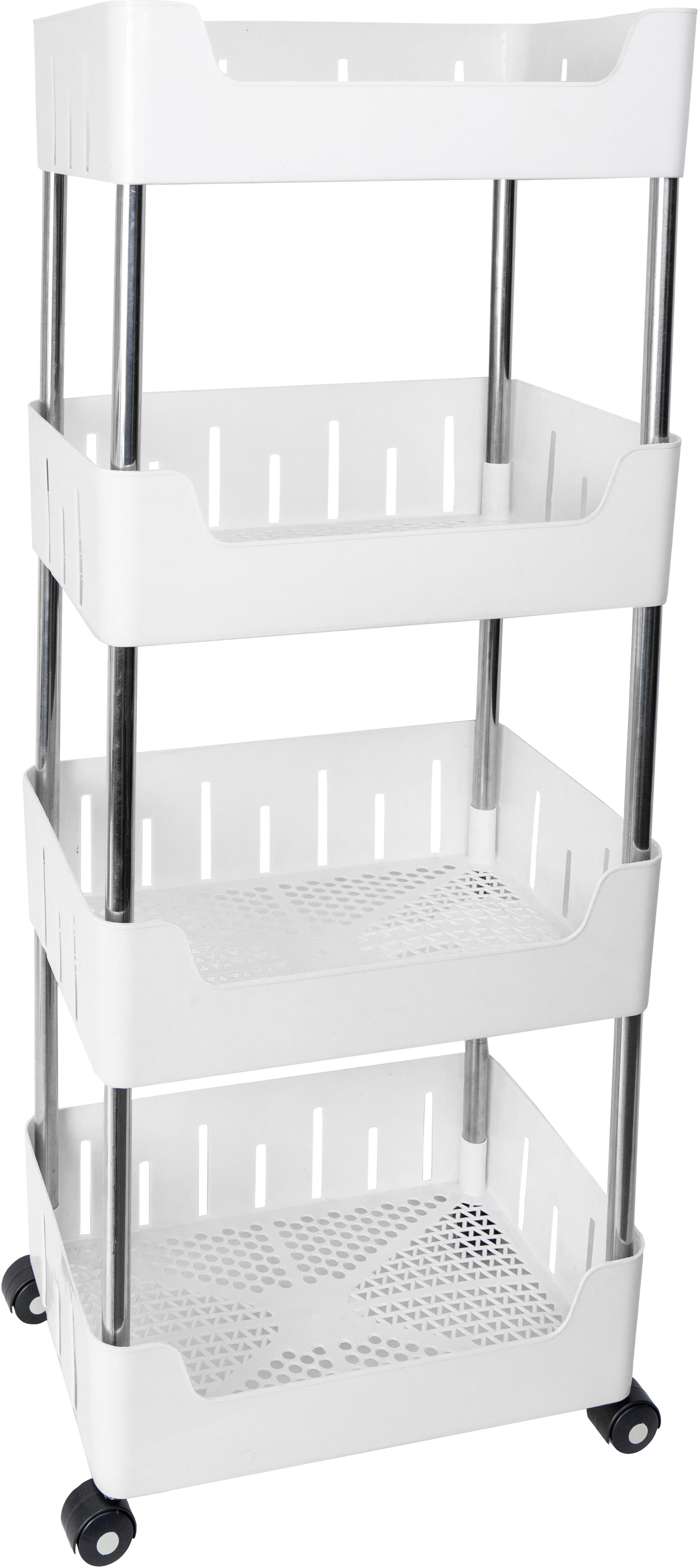 Multi-Purpose Plastic Storage Organizer 4-Tier Rack with Wheel Bathroom & Office Plastic Kitchen Trolley-image-17