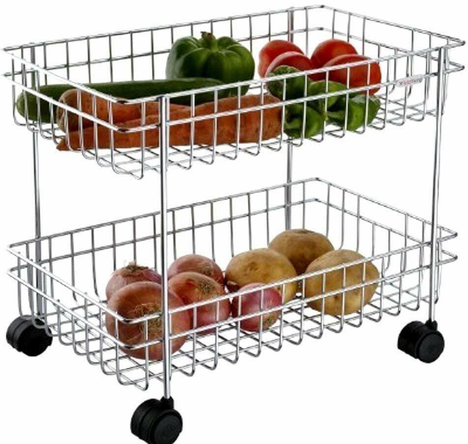 waymore Vegetable and Fruit Trolley/Basket/Stand For Modern Kitchen Storage Stainless Steel Kitchen Trolley-picture-12