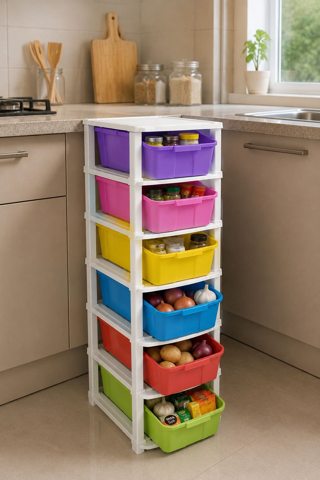 ak10zone 6 Layer Multipurpose Storage Organizer Rack Plastic Kitchen Trolley-picture-17