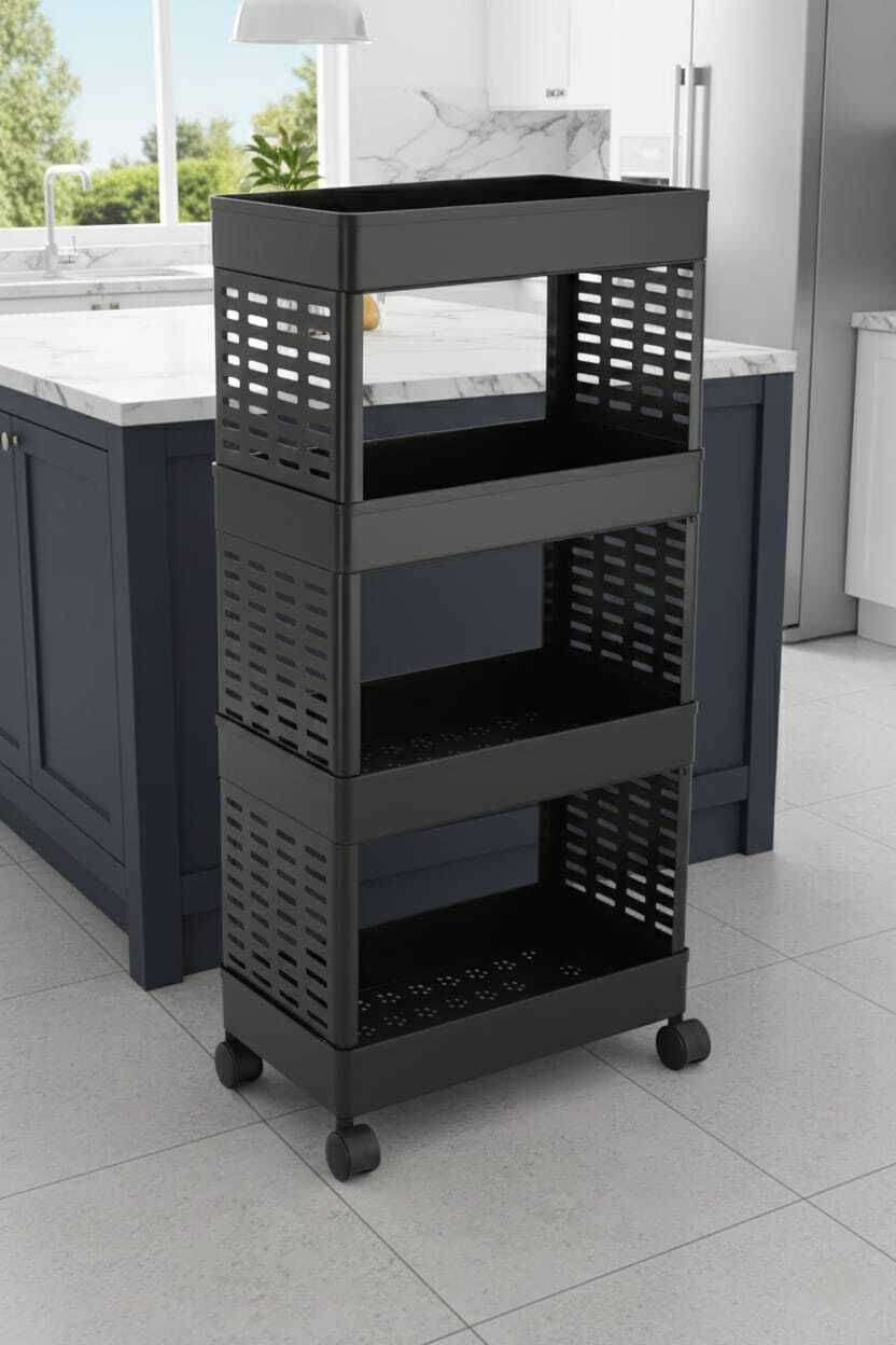 homequeen Multi-Purpose Plastic Storage Organizer 4-Tier Kitchen Trolley Plastic Kitchen Trolley-picture-21