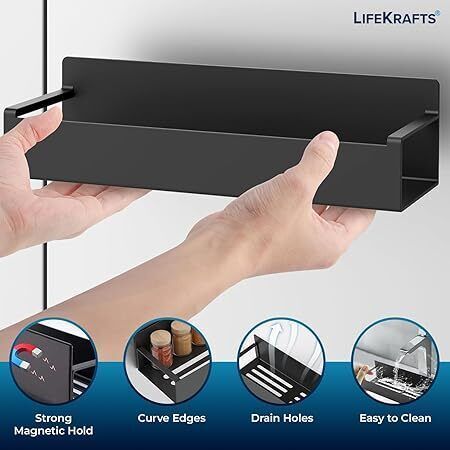bharat hub Magnetic fridge rack black SET OF 2 Steel Kitchen Trolley-picture-21