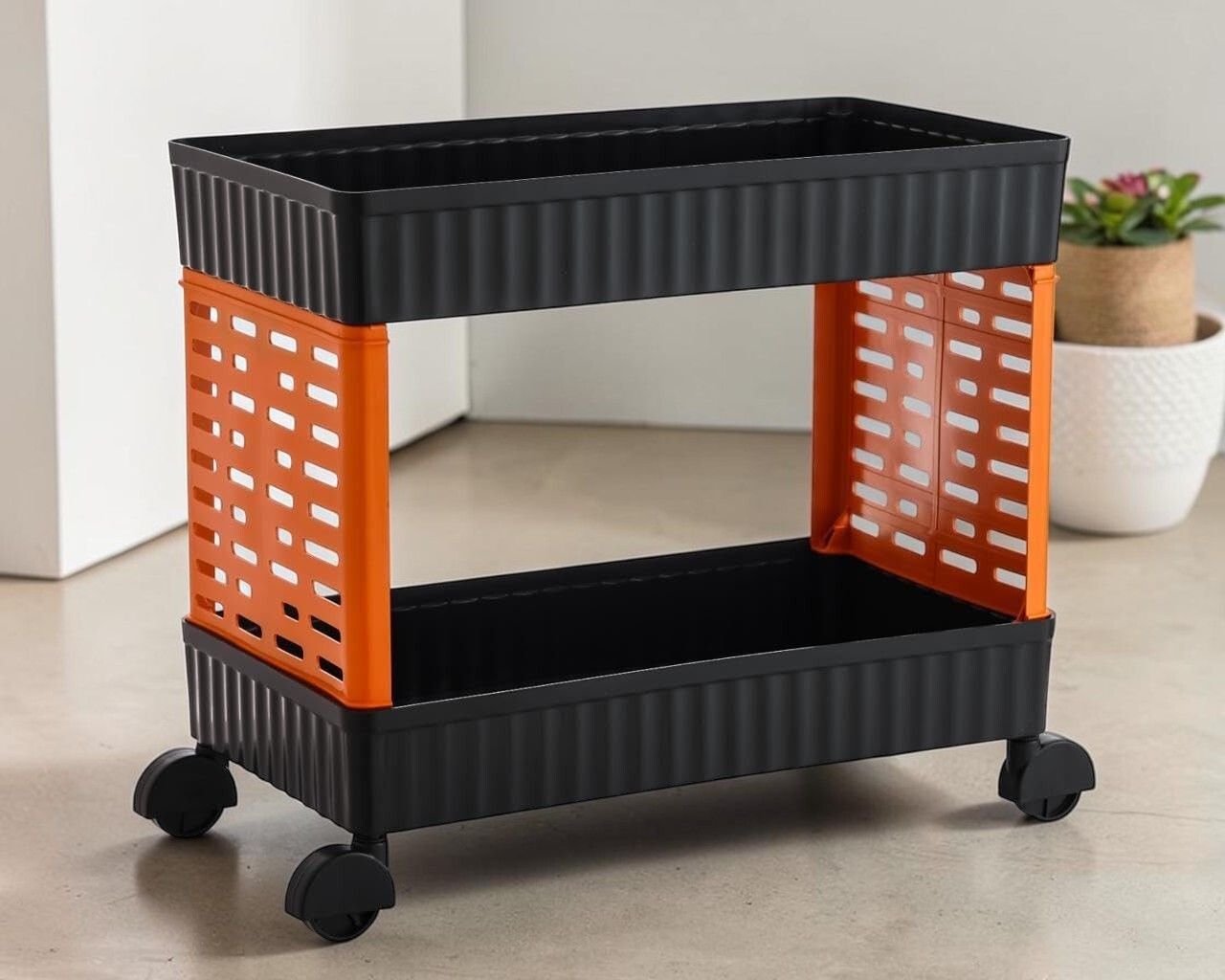 lixah 2 Layer Multipurpose Plastic Kitchen Trolley Storage Rack with Wheels Plastic Kitchen Trolley-picture-43