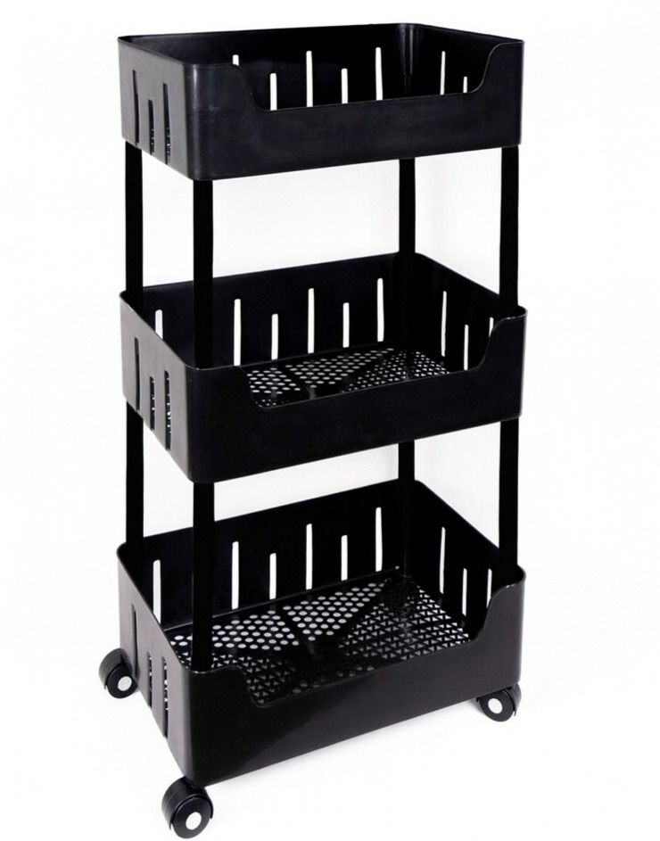 vm bond Multi-Purpose Plastic Storage Organizer 3-Tier Rack with Wheel Bathroom & Office Plastic Kitchen Trolley-picture-27