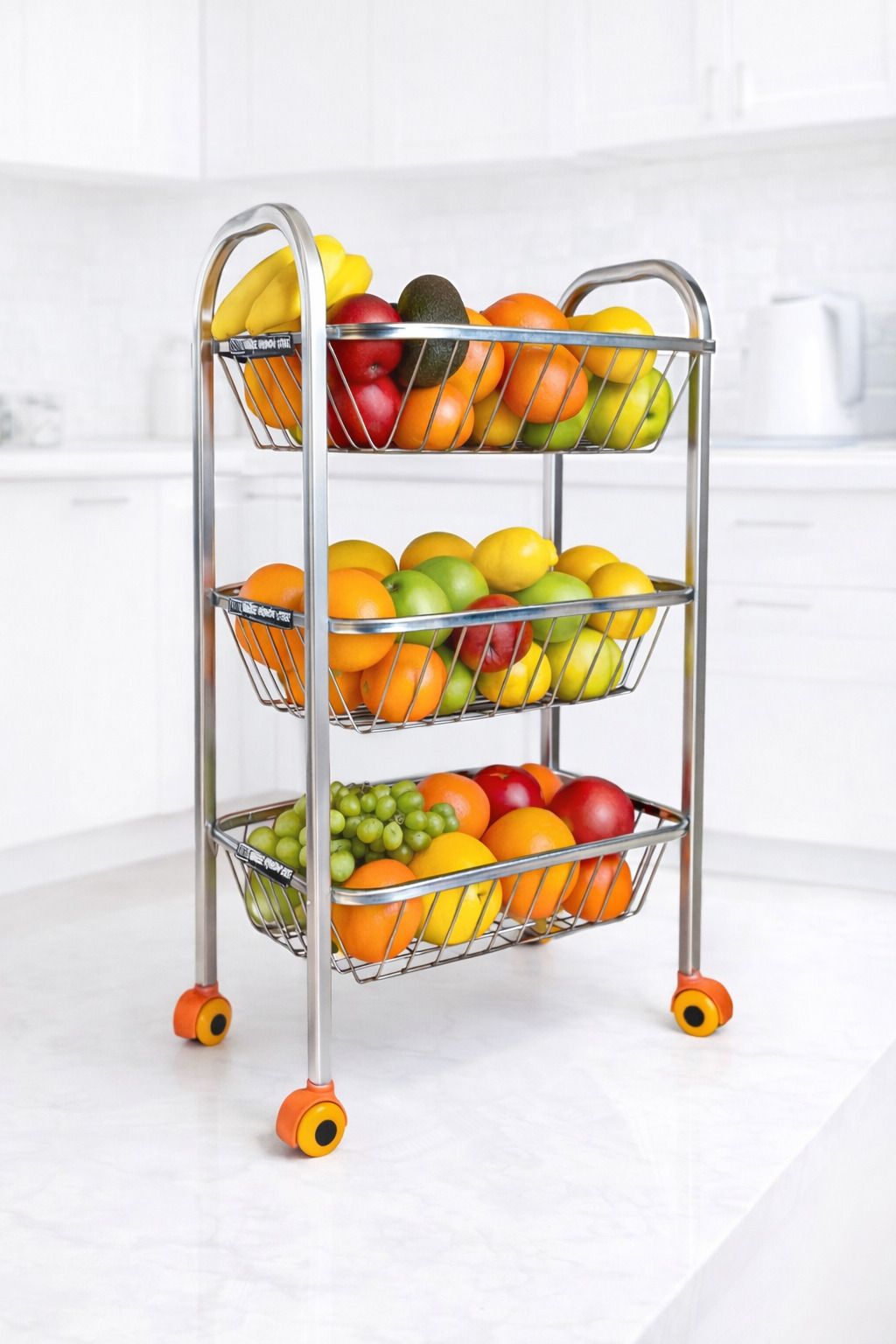 about storage Fruits/Vegetables Kitchen Rack Stainless Steel Fruit & Vegetable Stand for Kitchen 3 Layer Steel-picture-23