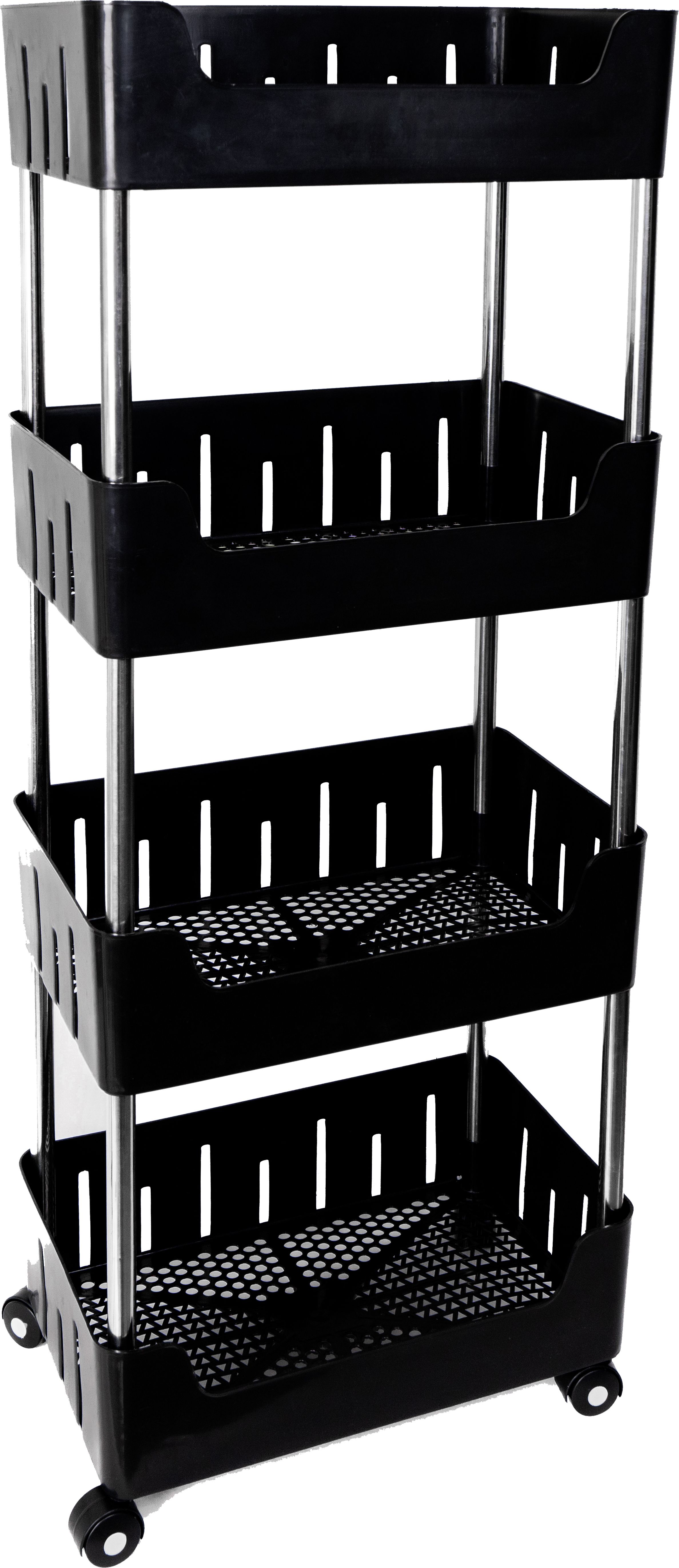 Multi-Purpose Plastic Storage Organizer 4-Tier Rack with Wheel Bathroom & Office Plastic Kitchen Trolley