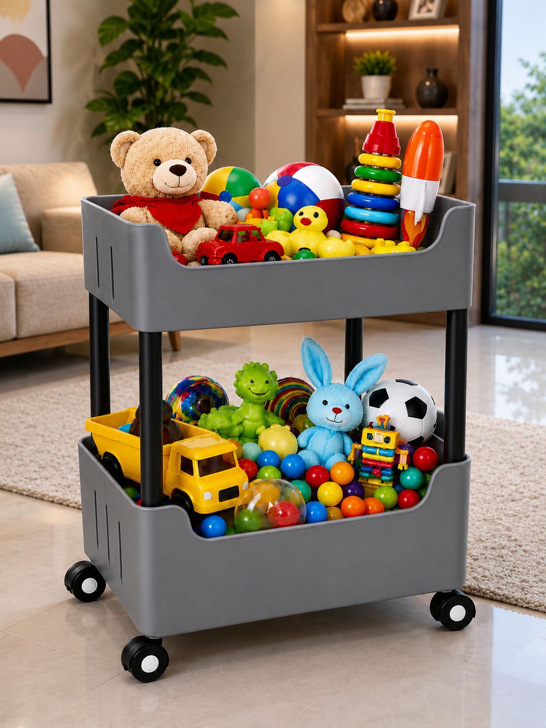 homanta Multipurpose Storage Trolley with Wheels Plastic Kitchen Trolley-picture-14