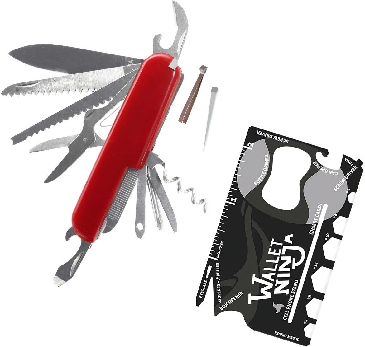 DSTECHBAR 14in1 Multifunction Tool with 18in1 Ninaj Card Tool Steel Survival (Combo) Can Opener, Multi Tool, Survival Knife-picture-18