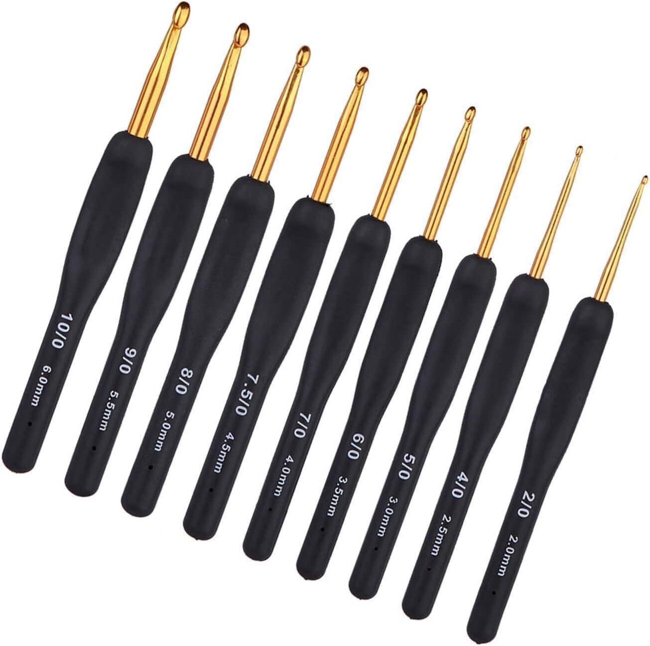 shreevalam 9 Pcs Crochet Hook with Black GOLD Soft Grip Aluminium Needles for Knitting DIY Knitting Pin-picture-28