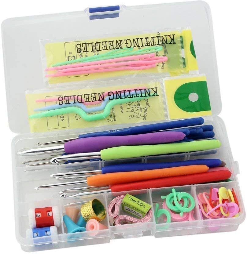 dimoris Crochet Hook Set with Ergonomic Handles & 52 pcs Knitting Crochet Kit Tools Knitting Pin-picture-9