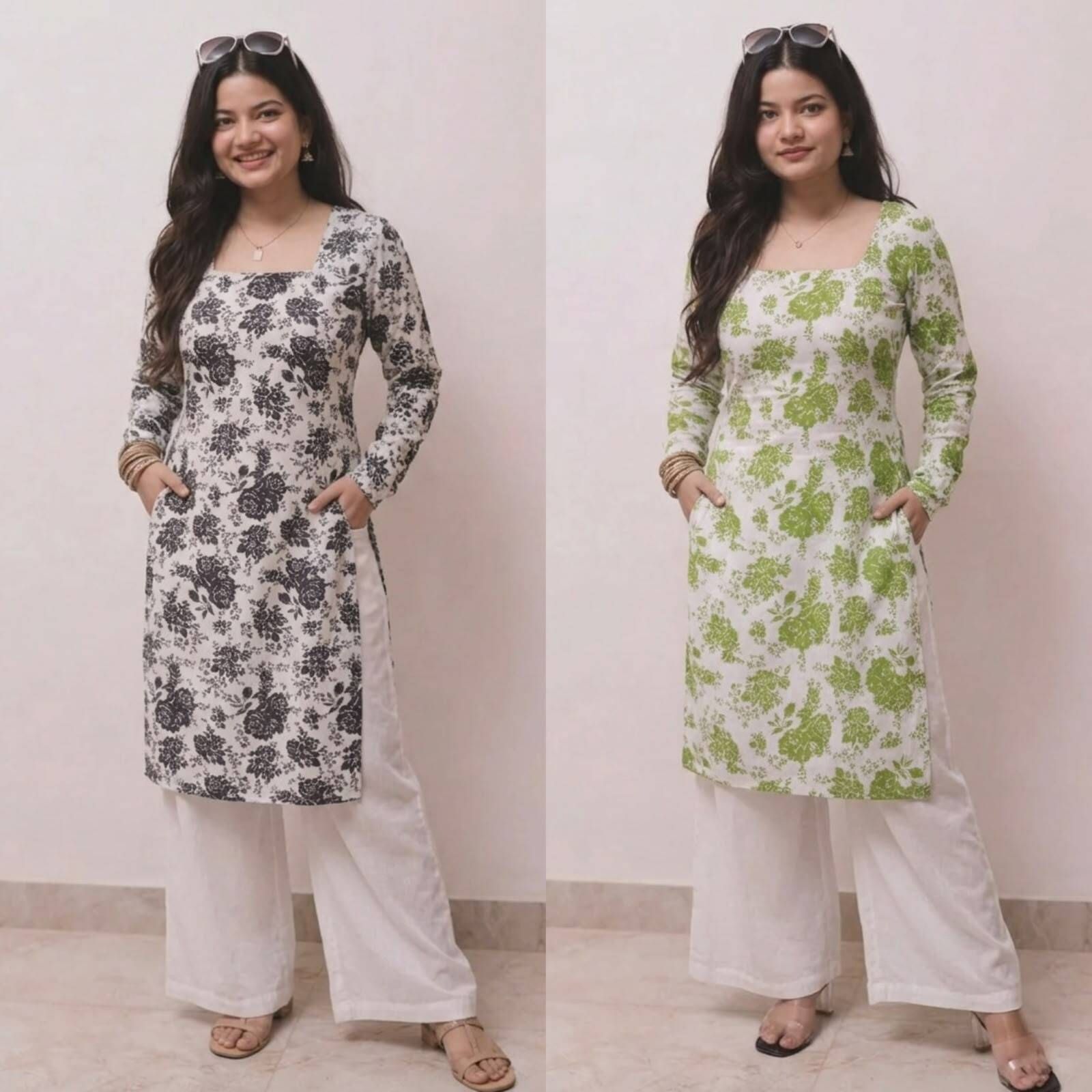 Women Printed Cotton Blend Straight Kurta-image-44