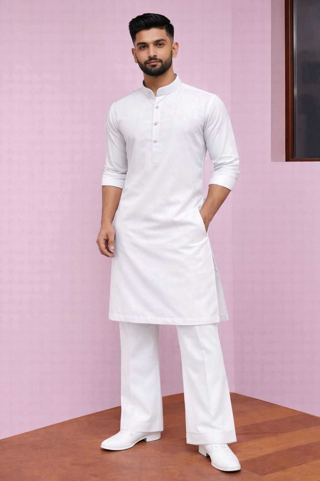 Solid Pure Cotton Straight Kurta for Men-image-46