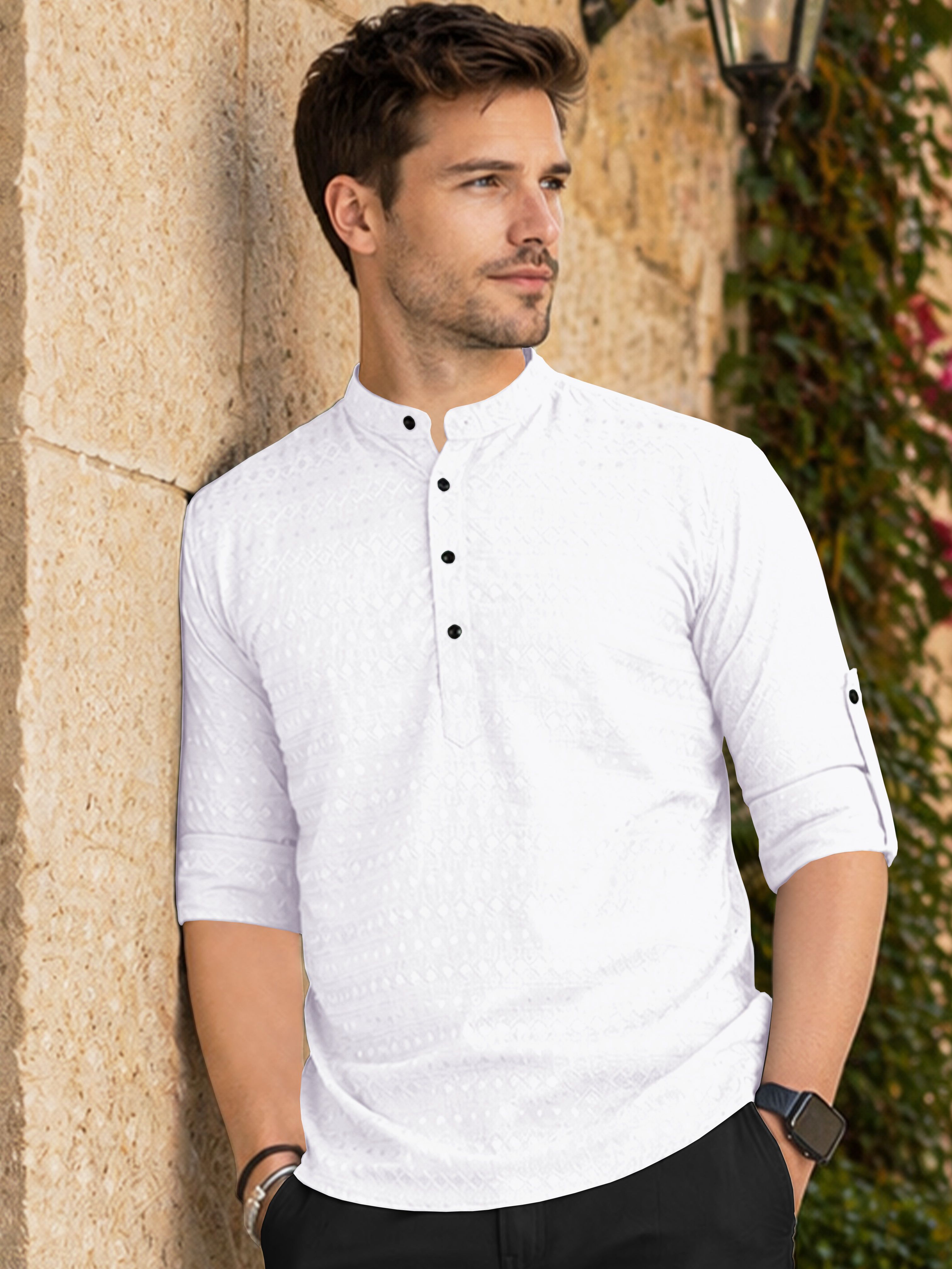 vebnor Men Self Design Art Silk Straight Kurta-picture-27