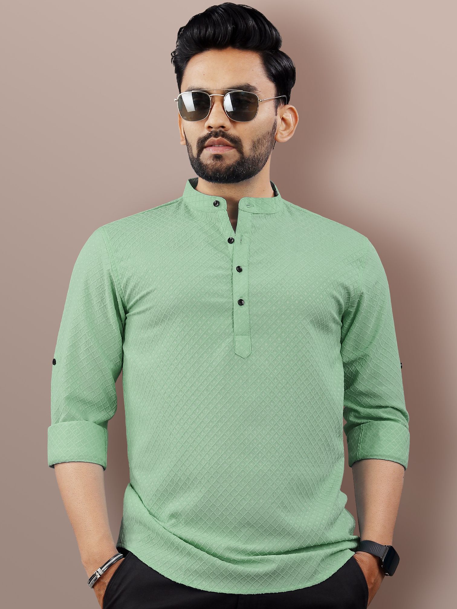 vebnor Men Self Design Jacquard Straight Kurta-picture-21