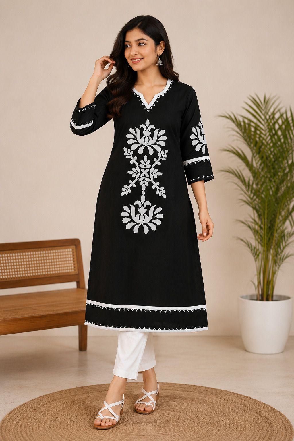 Printed, Floral Print Pure Cotton Straight Kurta for Women-image-31