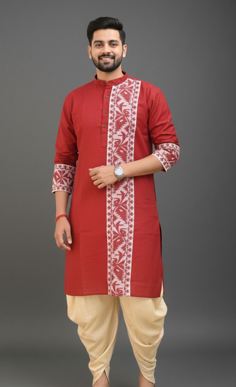 Men Woven Design Pure Cotton Straight Kurta-image-46