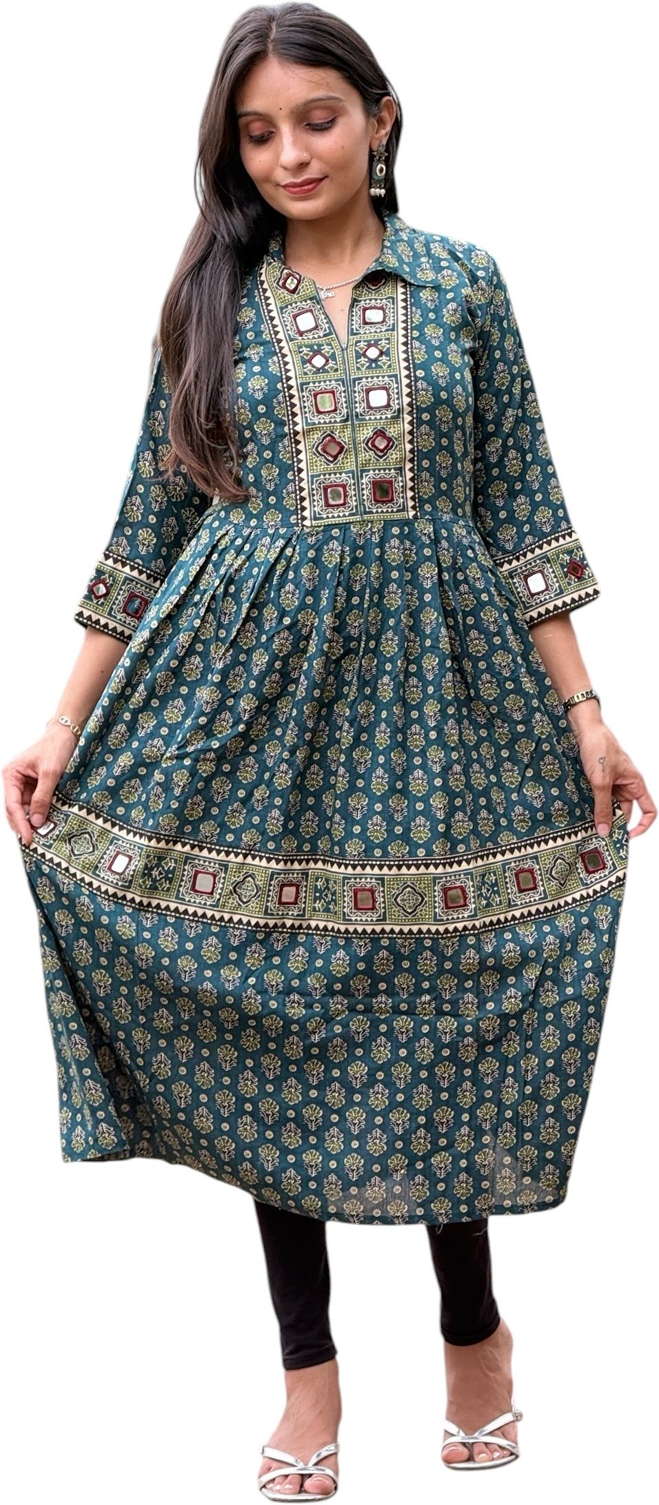 tavan Printed, Paisley, Embroidered Cotton Rayon Anarkali Kurta for Women-picture-26