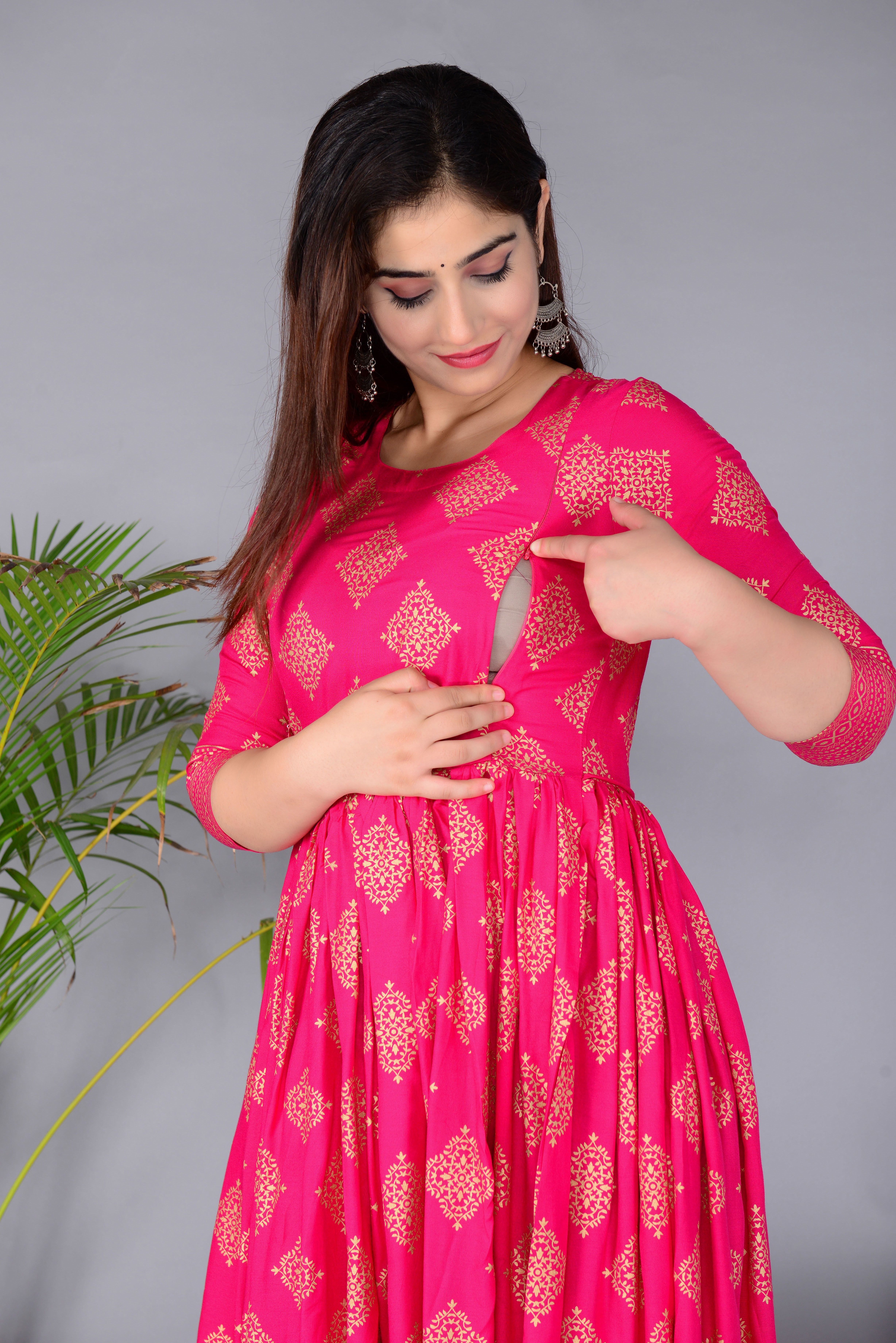 Women Ethnic Dress Pink Ankle Length Dress