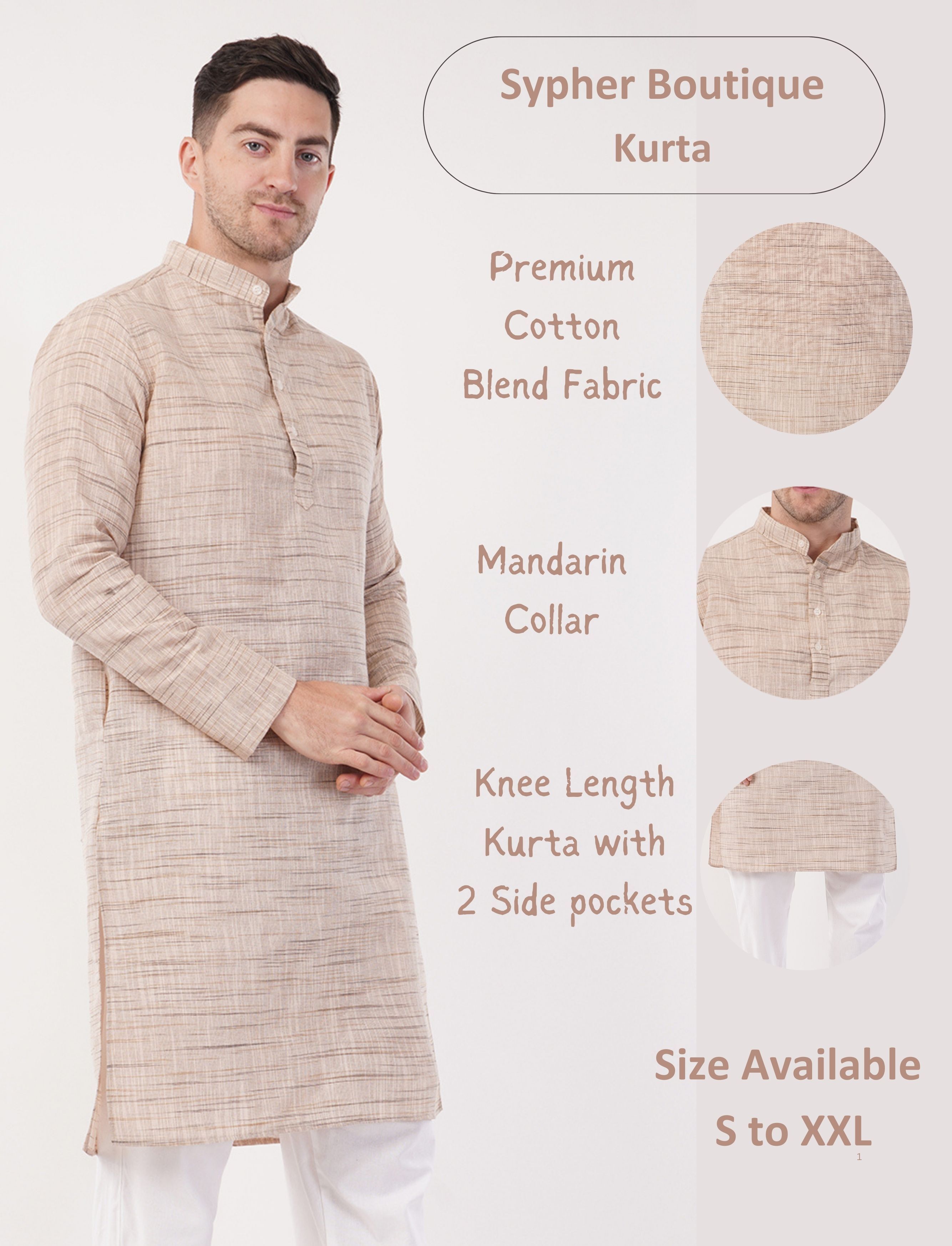 sypher boutique Men Self Design Cotton Blend Straight Kurta-picture-24