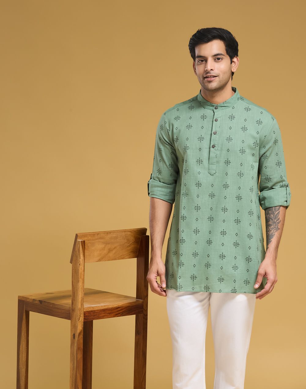 fabindia Printed Pure Cotton Straight Kurta for Men-picture-16