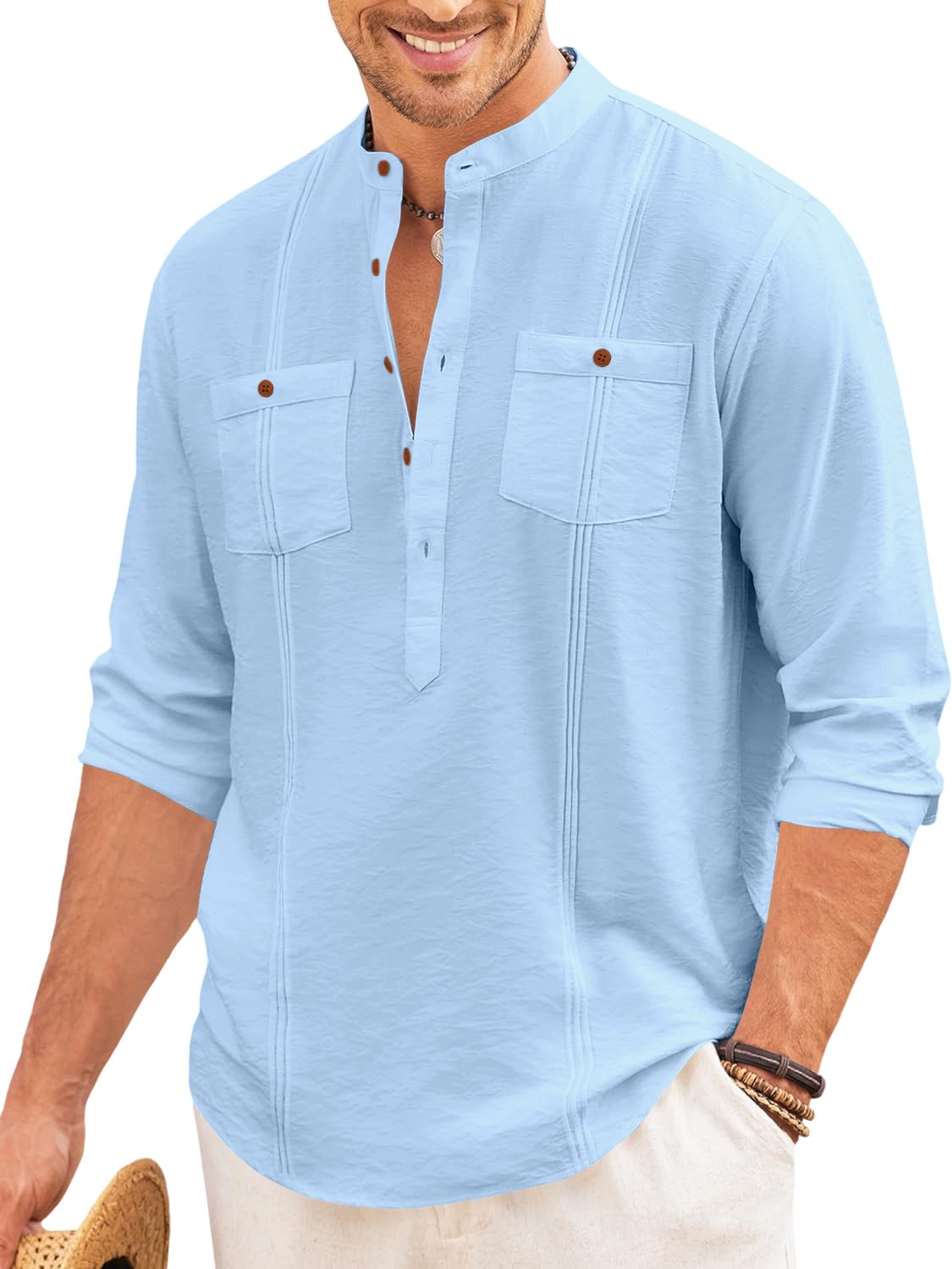 zbio Men Solid Cotton Blend Straight Kurta-picture-20