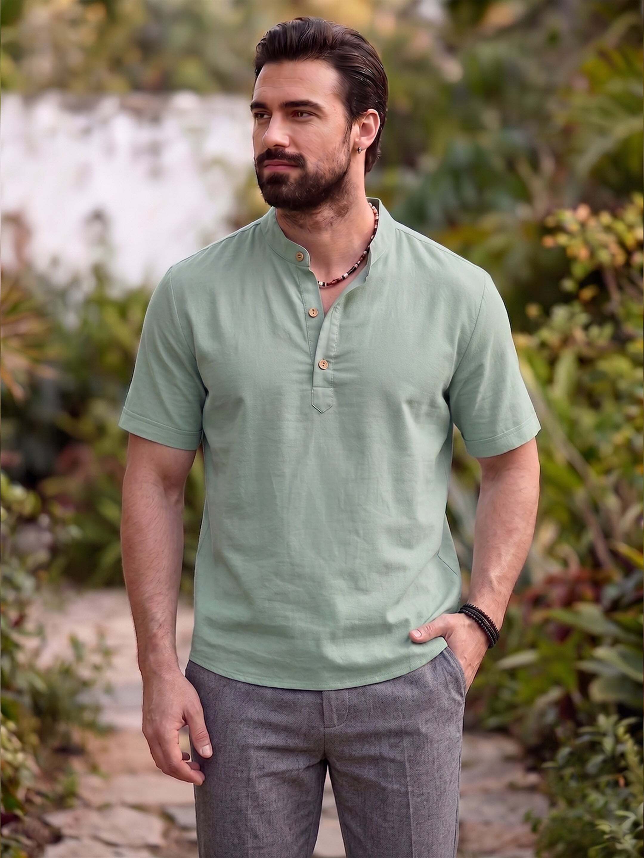 vida loca Solid Cotton Blend Straight Kurta for Men-picture-17