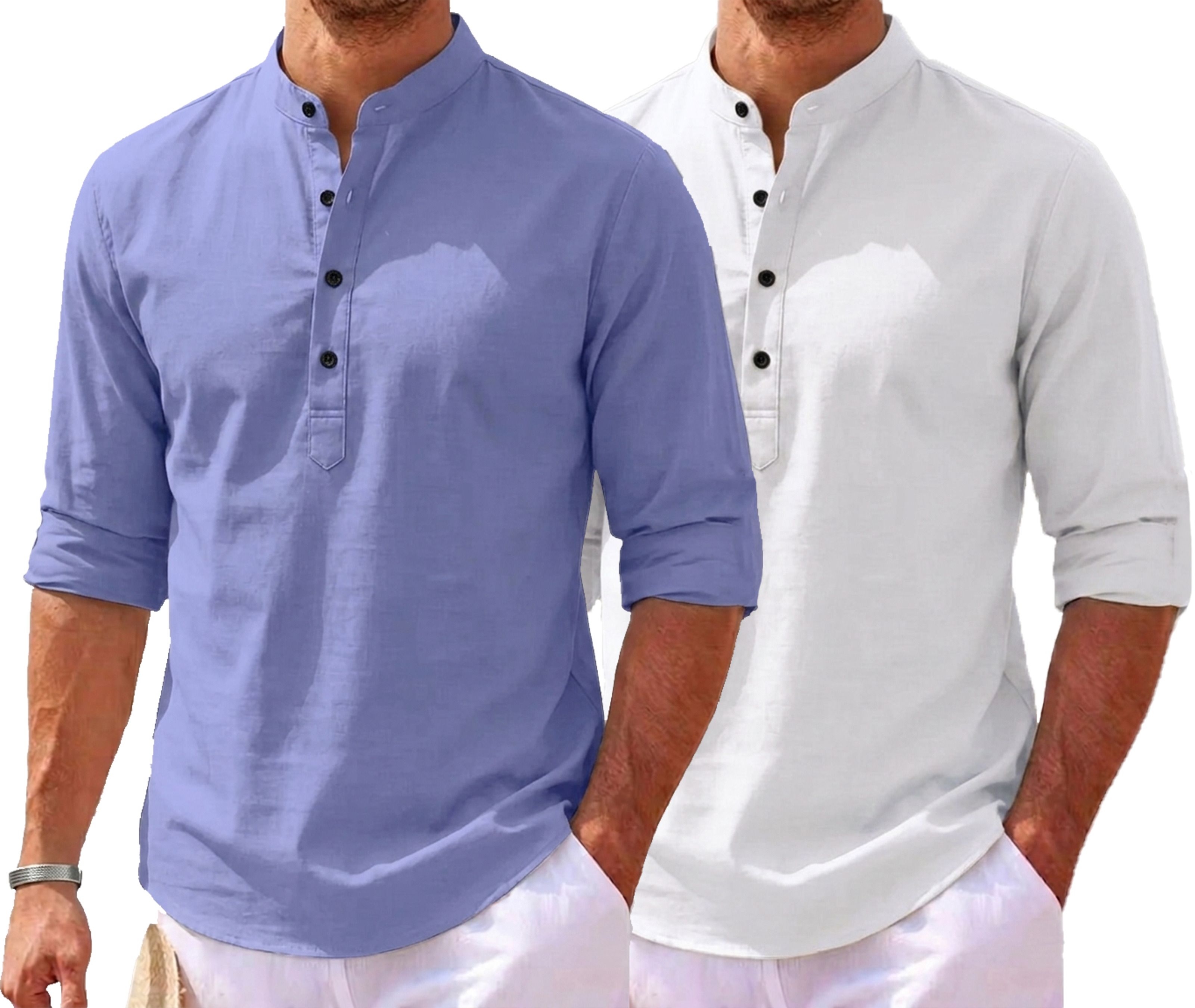 hfm Pack of 2 Solid Cotton Blend A-line Kurta for Men-picture-25