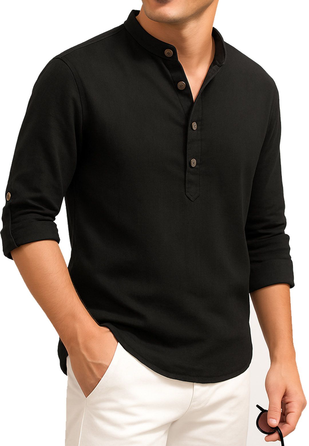 deneeja Men Solid Cotton Blend A-line Kurta-picture-26