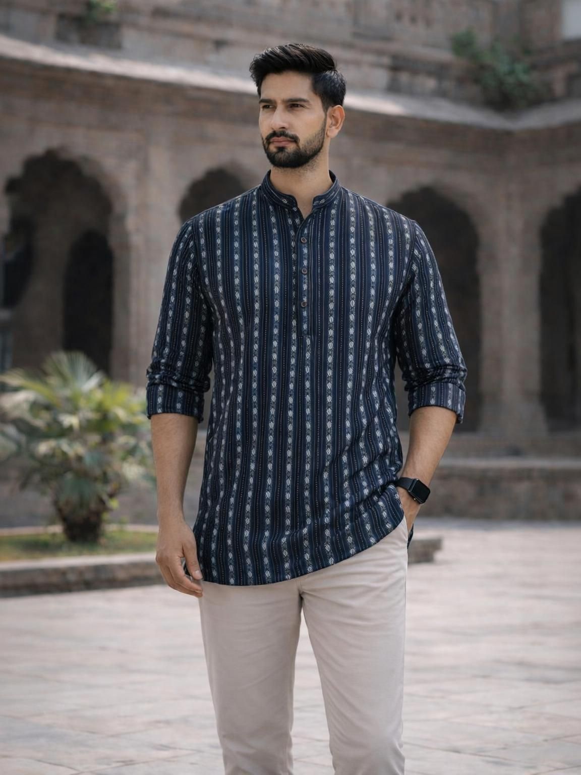 ladsloom Solid Pure Cotton Straight Kurta for Men-picture-2