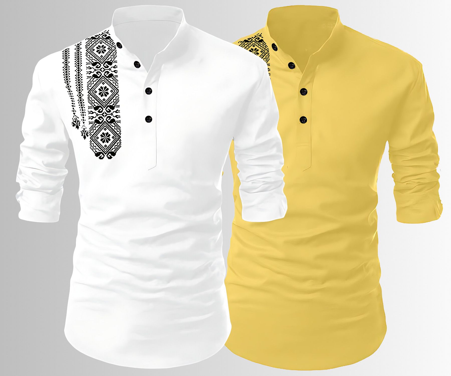 fashion marts Pack of 2 Men Printed Cotton Blend Straight Kurta-picture-13