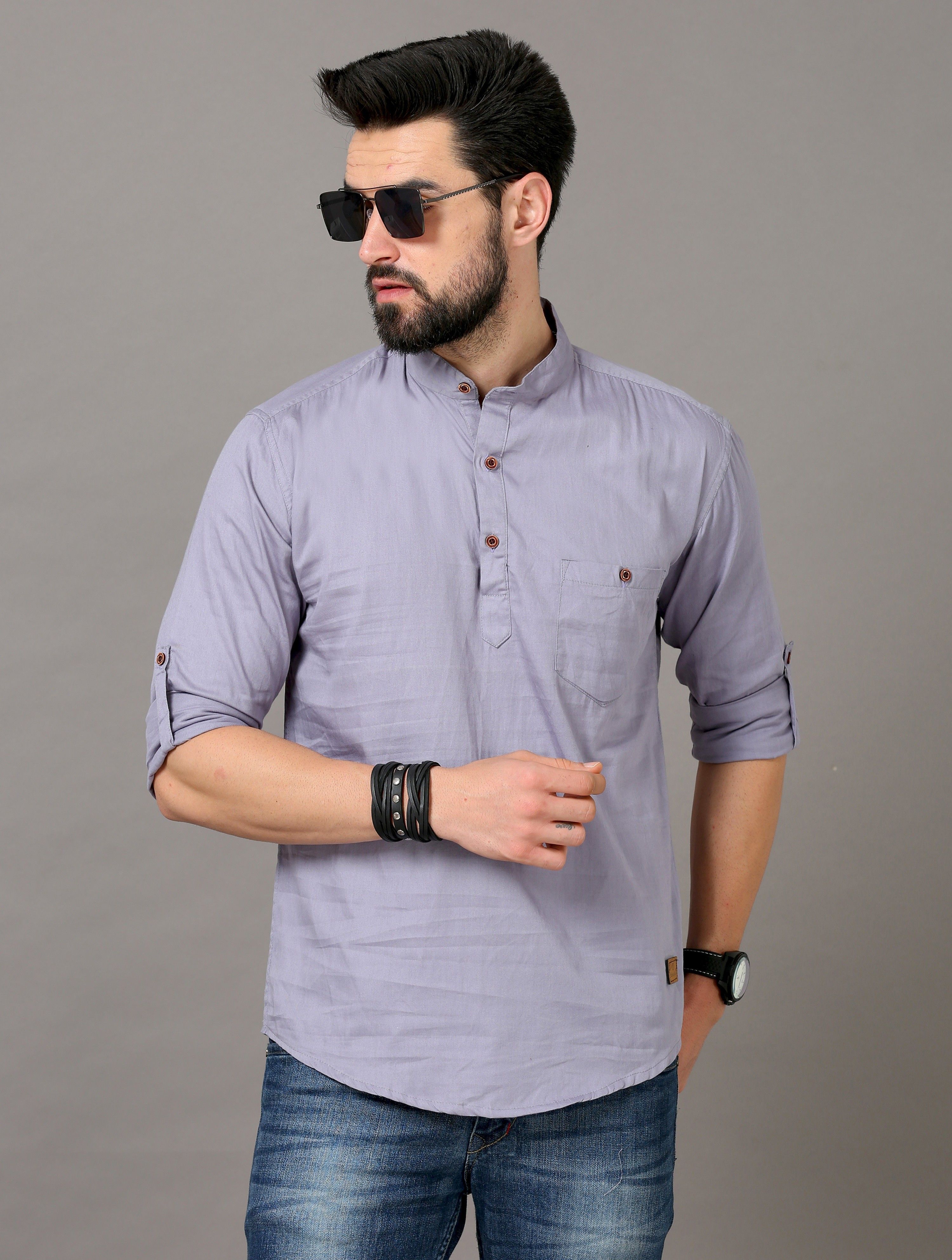 Men Solid Pure Cotton Straight Kurta
