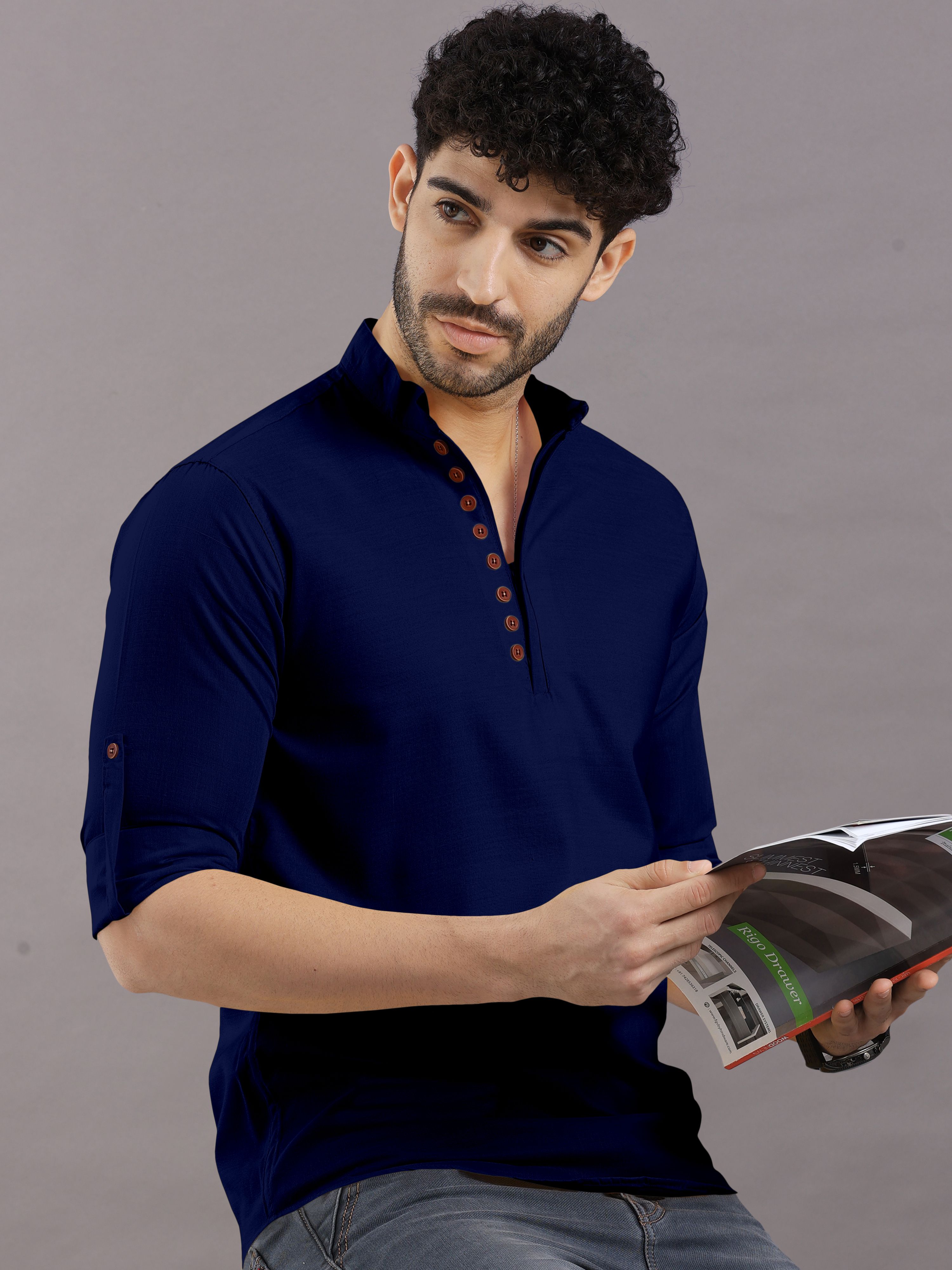 sopani Solid Cotton Blend Straight Kurta for Men-picture-14