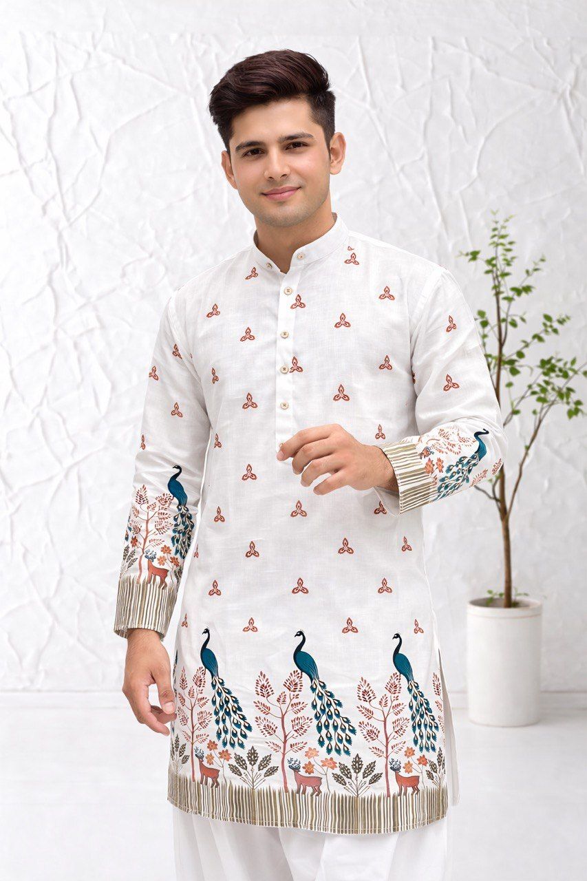 jd clothing hub Men Printed Cotton Blend Straight Kurta-picture-28