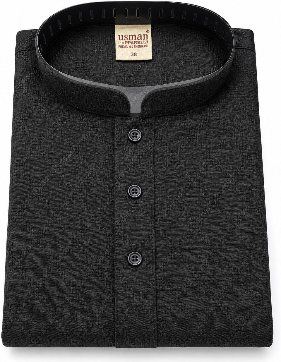 usman apparels Self Design Cotton Blend, Jacquard Straight Kurta for Men-picture-25