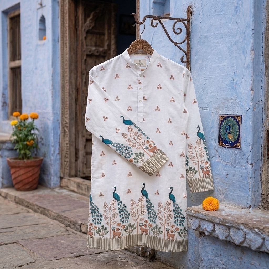 stylevaultt Printed Cotton Blend Straight Kurta for Men-picture-47