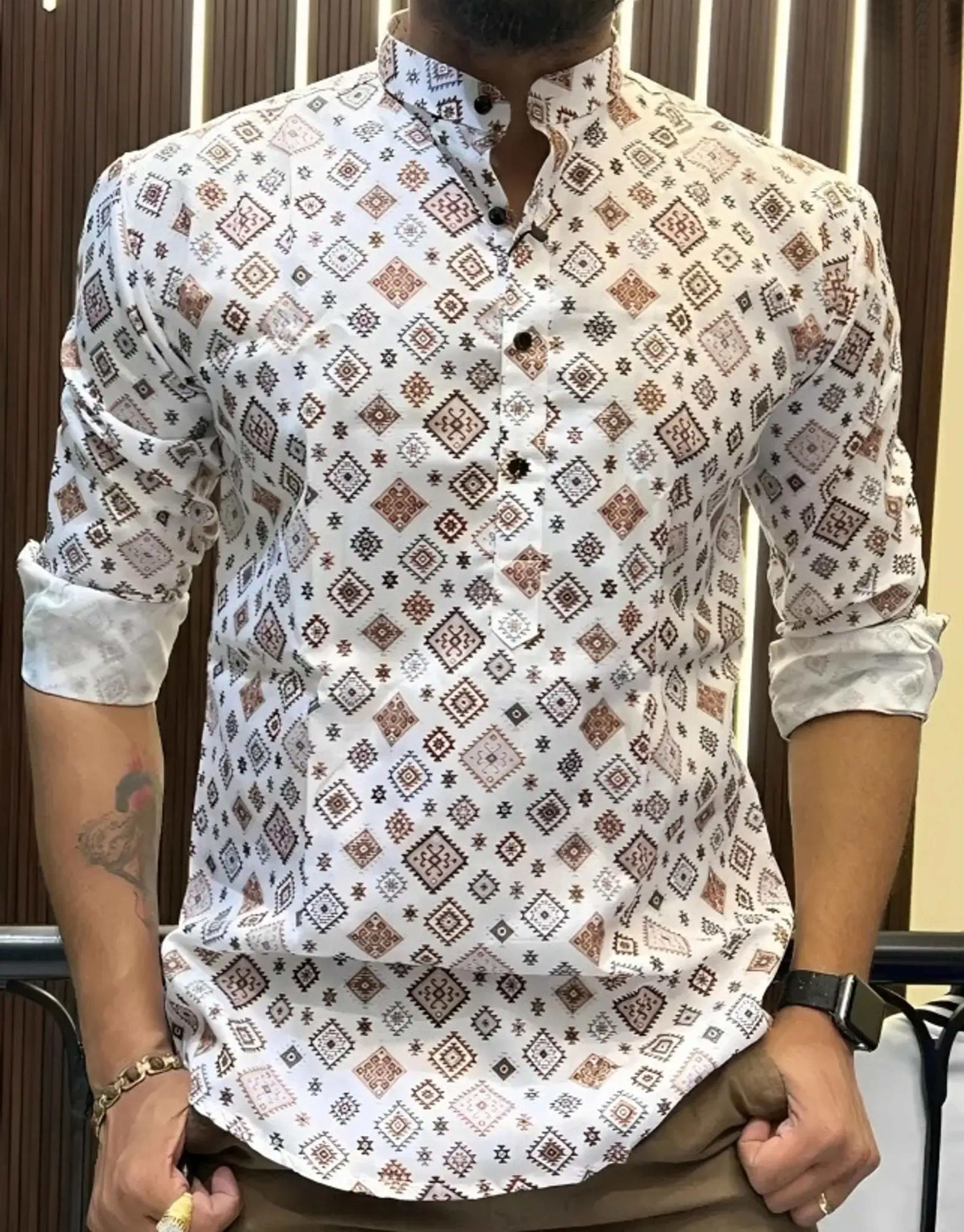 tikari Printed Viscose Rayon Straight Kurta for Men-picture-25