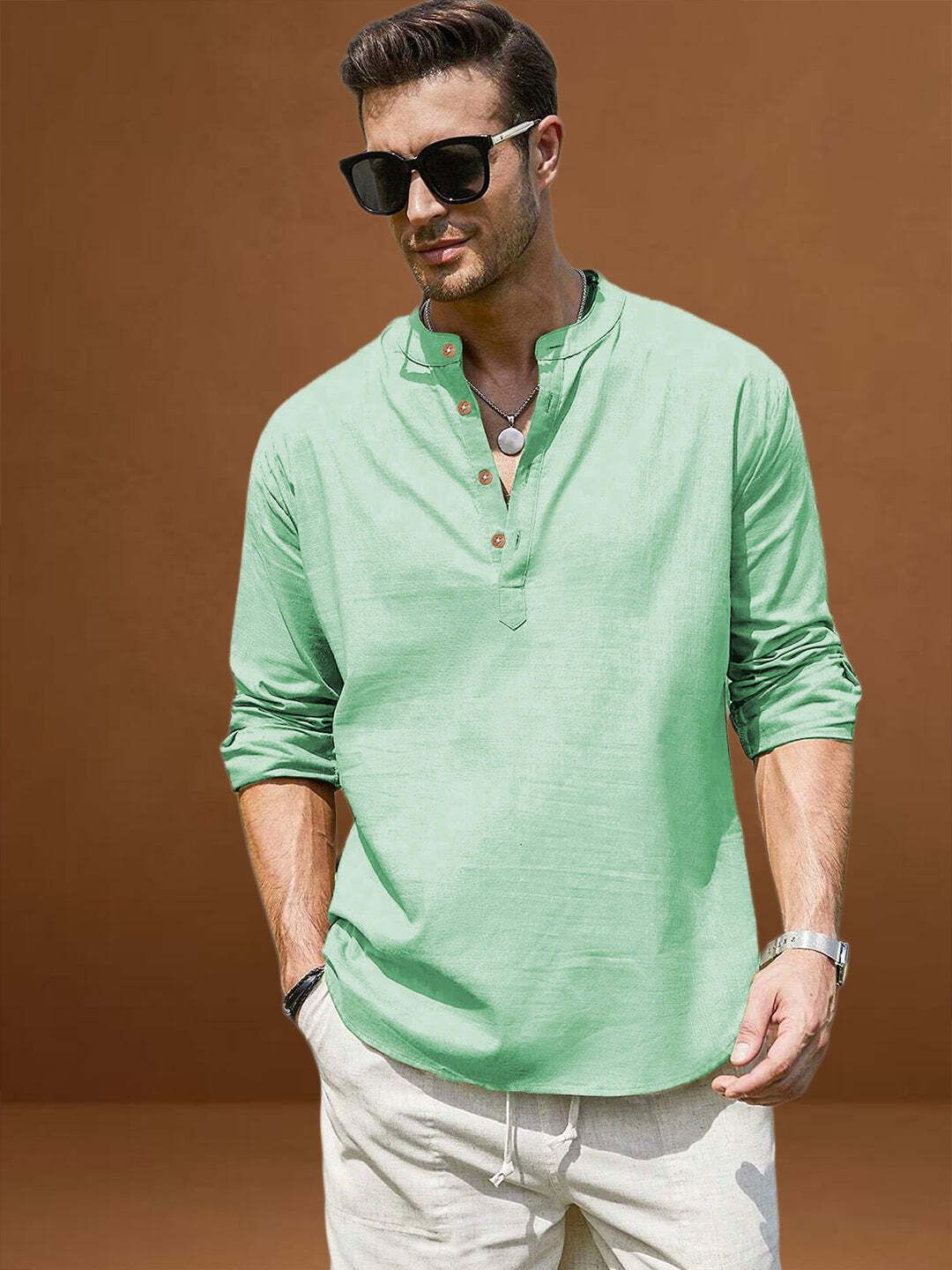 vida loca Solid Cotton Blend A-line Kurta for Men-picture-24
