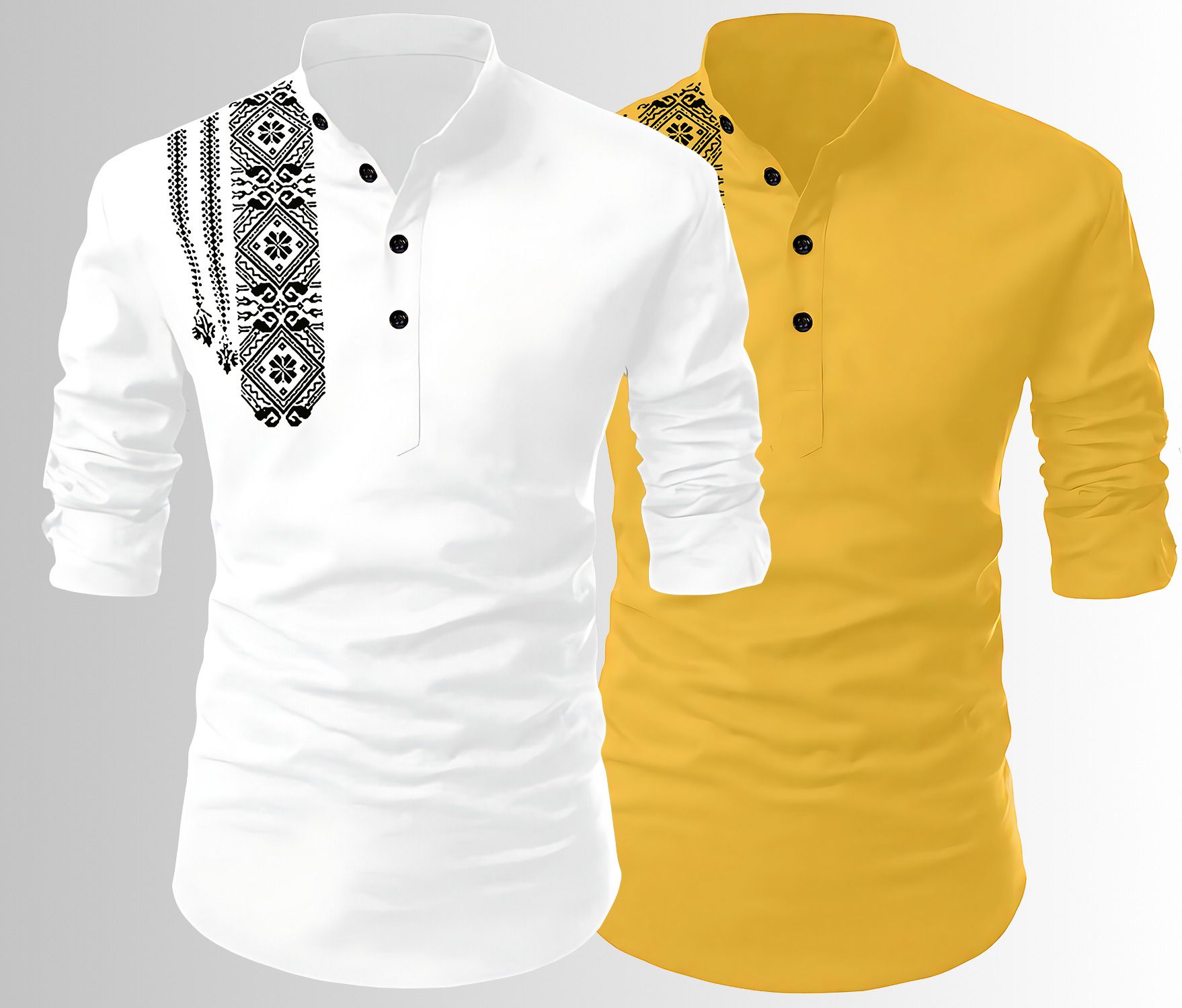 fashion marts Pack of 2 Printed Cotton Blend Straight Kurta for Men-picture-6