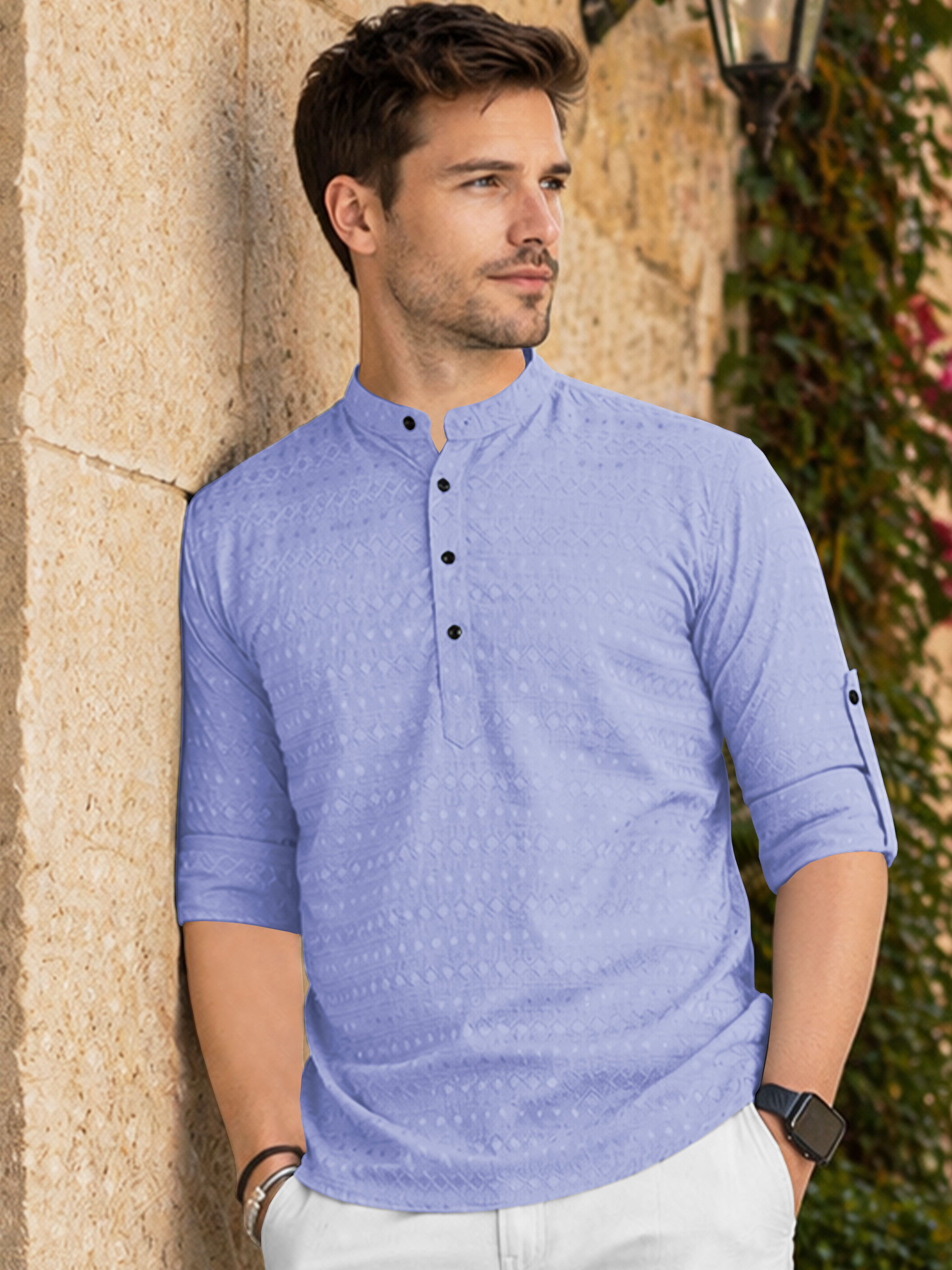 vebnor Men Self Design Art Silk Straight Kurta-picture-10